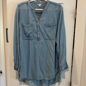 Cato Blue Button-Front Tunic Top